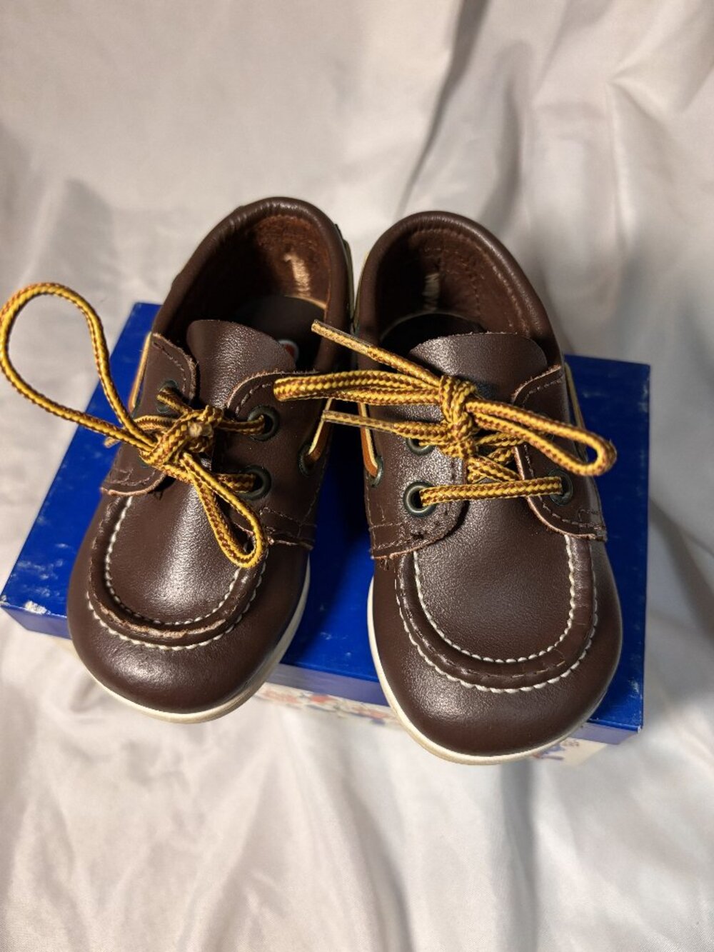 Vintage Baby Boat Shoes Brown Leather Lace-Up Size 3 D Preppy Classic w/ Box